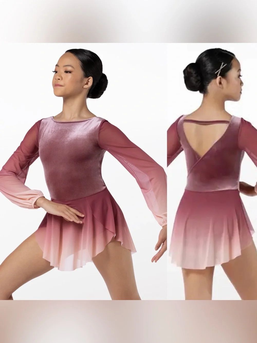 Weissman dance costume pink ombre watercolor velvet I'm Yours 13369 lyrical SA